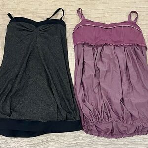 Lululemon Black and Purple Shelf Bra Align Tank Tops